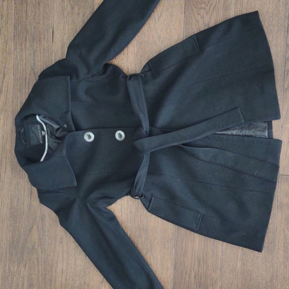 Attention Black Belted Overcoat Size XL - Picture 6 of 9